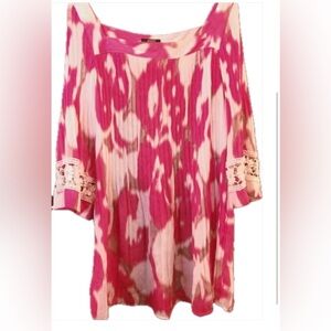 Alfani Pink and Cream Tunic Top